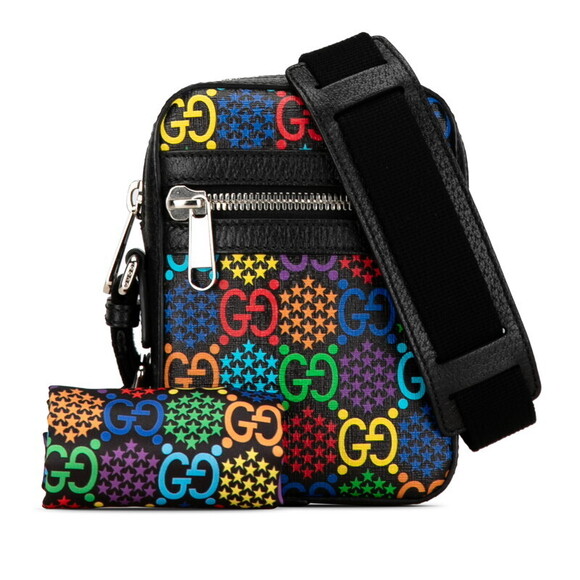 Gucci GG Psychedelic Crossbody Shoulder Bag Black Multicolored Leather - Picture 9 of 9